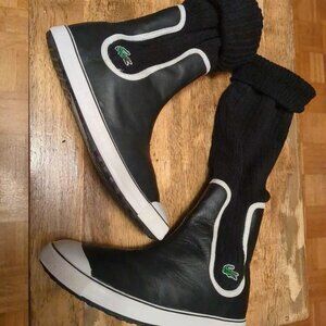 LACOSTE WOMENS GIRLS Leather Sock Boots - Size 5